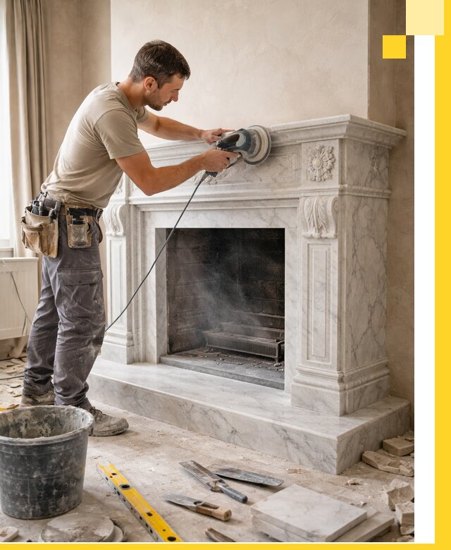 Изготовление и установка мраморных каминов в Нефтекамске под ключ