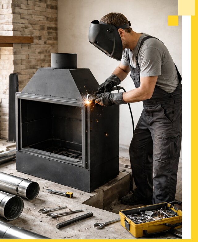 Продажа и установка металлических каминов в Нефтекамске под ключ