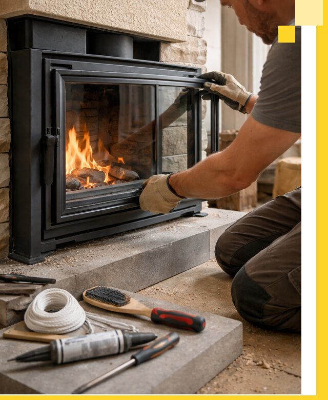 Производство, монтаж и доставка каминов со стеклом в Нефтекамске