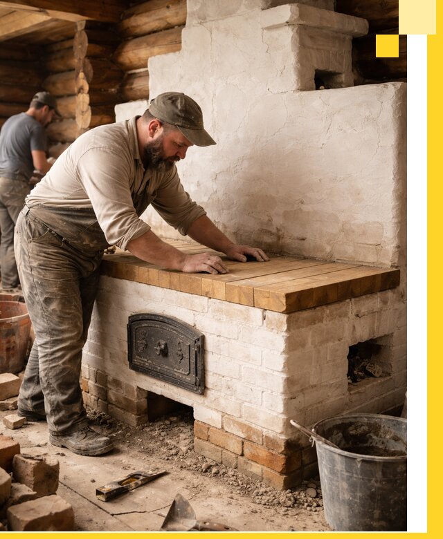 Проектирование и установка русской печи с лежанкой в Нефтекамске