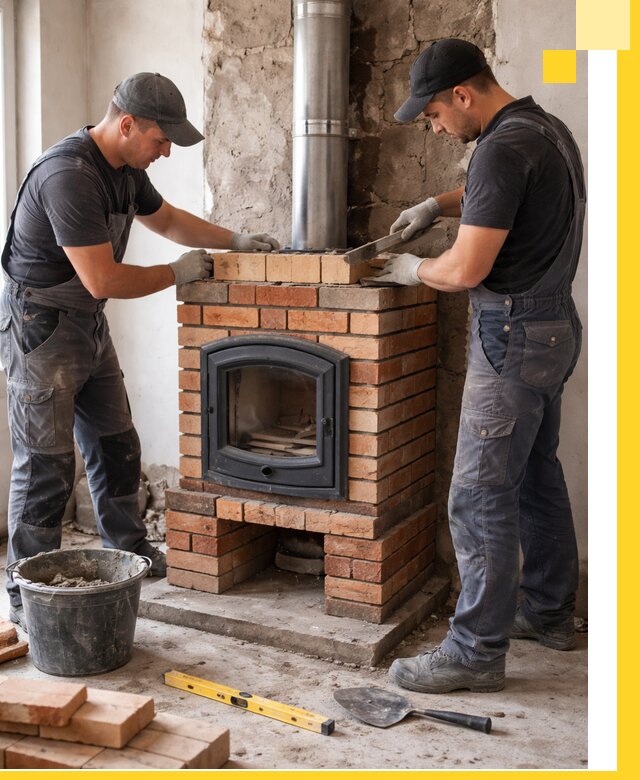 Монтаж печи камина под ключ в Нефтекамске с гарантией и пусконаладкой