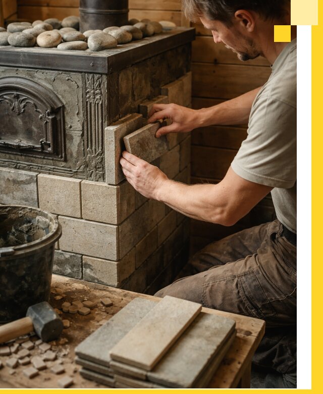 Облицовка банных печей в Нефтекамске профессиональная отделка