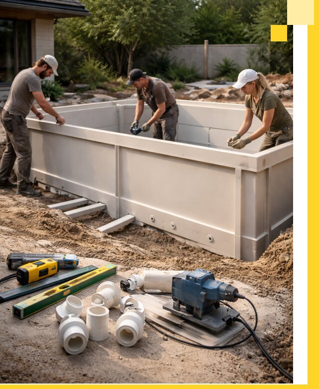 Установка полипропиленовых бассейнов под ключ в Нефтекамске