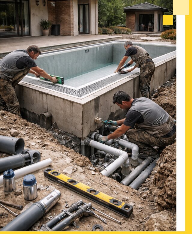 Строительство переливных бассейнов в Нефтекамске под ключ