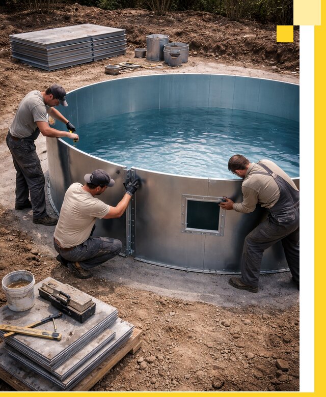 Круглые бассейны под ключ в Нефтекамске проектирование и монтаж