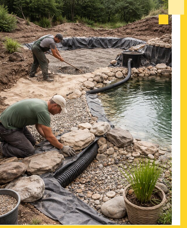 Строительство природных бассейнов и озер в Нефтекамске под ключ