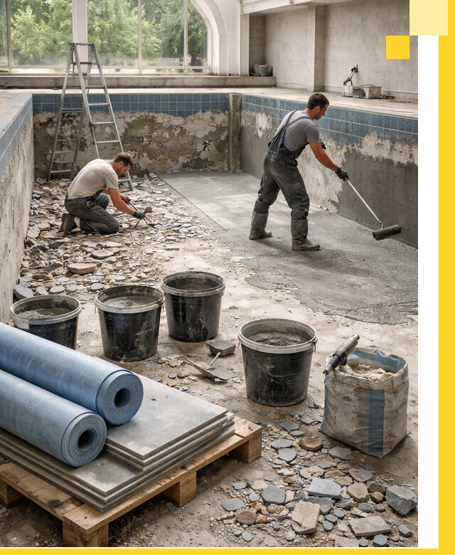 Реконструкция бассейнов в Нефтекамске: ремонт, гидроизоляция