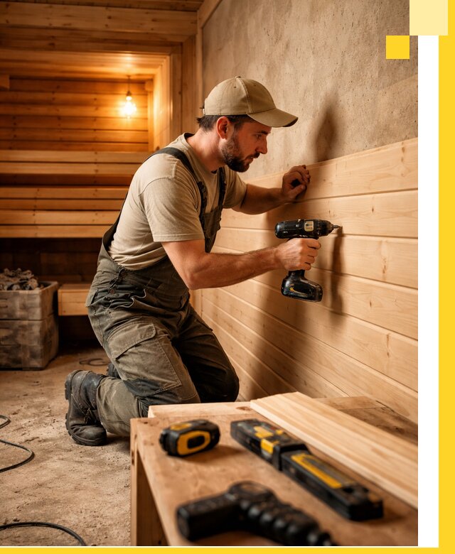 Профессиональная внутренняя отделка бани в Нефтекамске под ключ