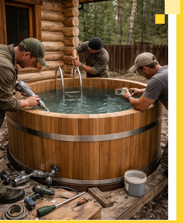 Строительство бань с купелью под ключ и отделкой в Нефтекамске