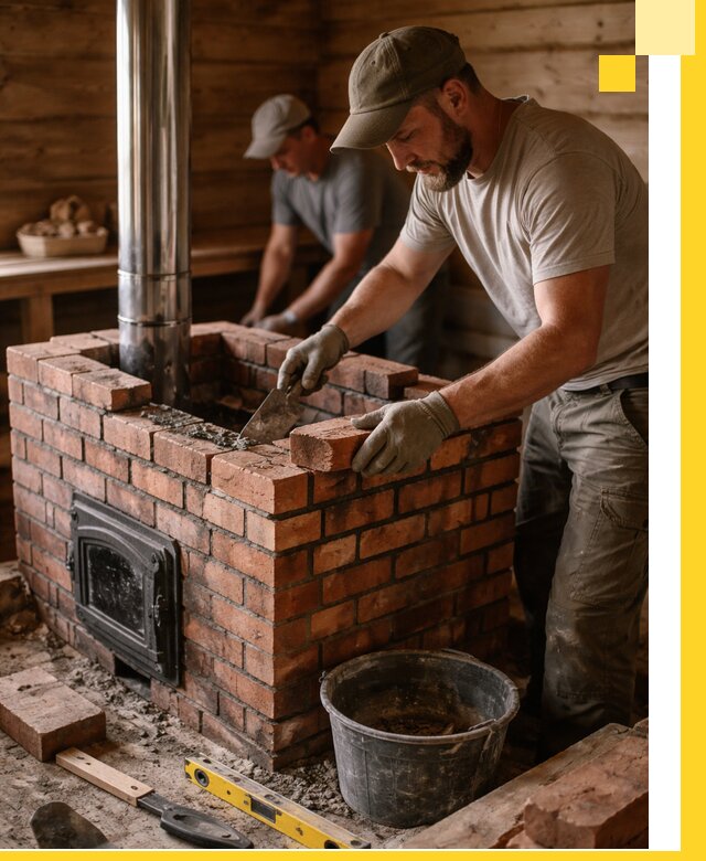 Кирпичные печи для бани под ключ в Нефтекамске, проект и монтаж