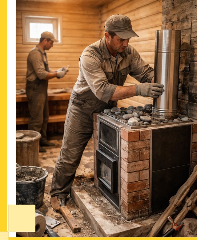 Монтаж печи в бане под ключ в Нефтекамске от 20536 р. | ЭриданНтк