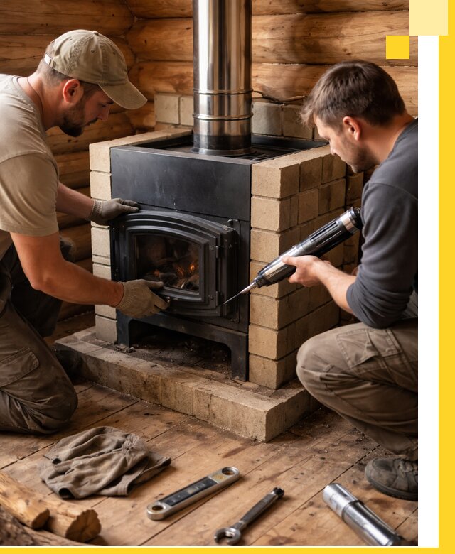 Монтаж и установка печи в бане под ключ с гарантией в Нефтекамске