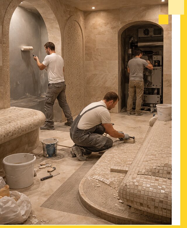 Строительство бани с хамамом и бассейном под ключ в Нефтекамске