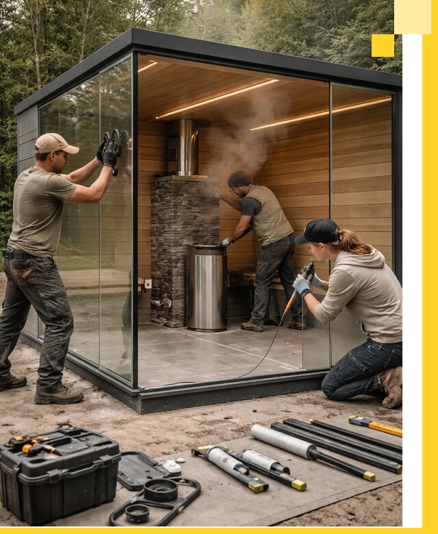 Проектирование и строительство стеклянных бань в Нефтекамске