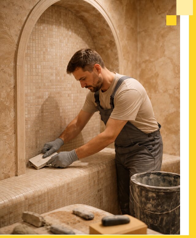 Профессиональная отделка хамамов с мозаикой под ключ в Нефтекамске