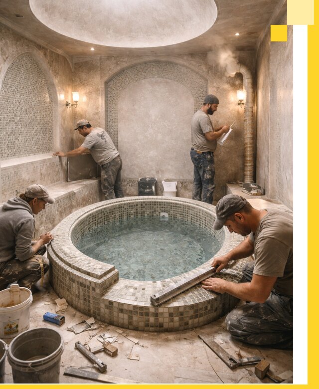 Профессиональное строительство хамама с бассейном в Нефтекамске под ключ