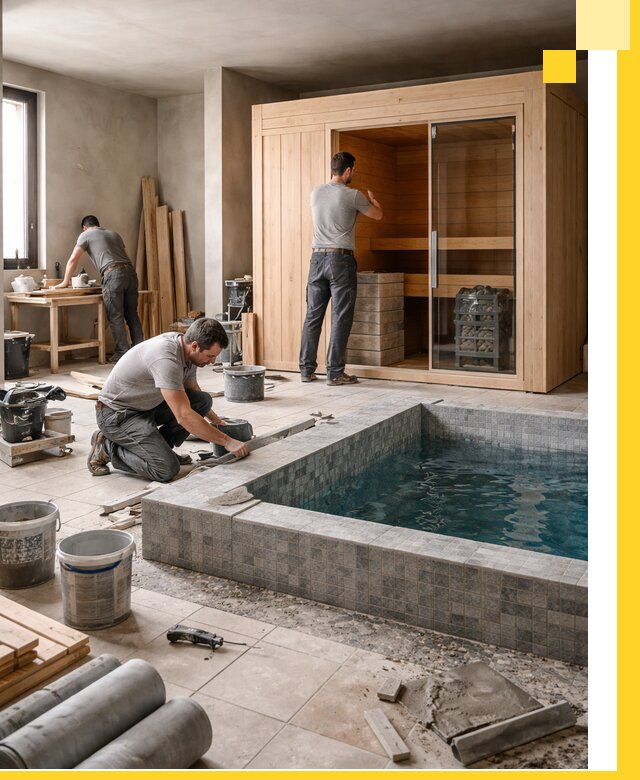 SPA зоны под ключ с бассейном сауной и печью в Нефтекамске